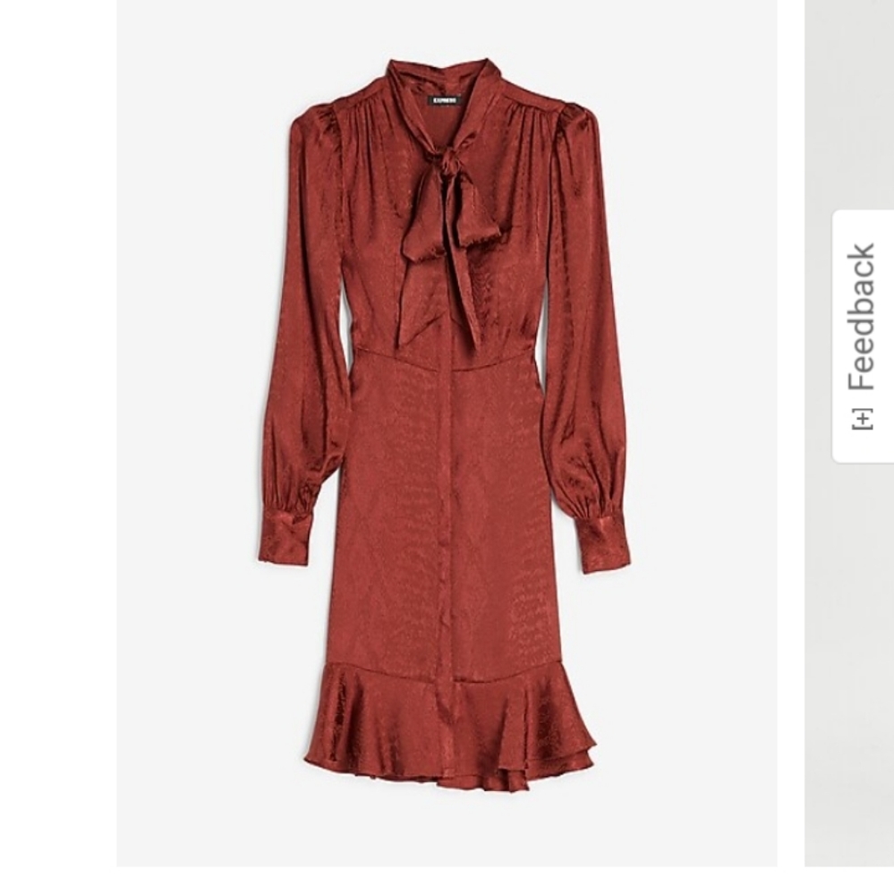 Jaquard snakeskin Tie neck shirt dress